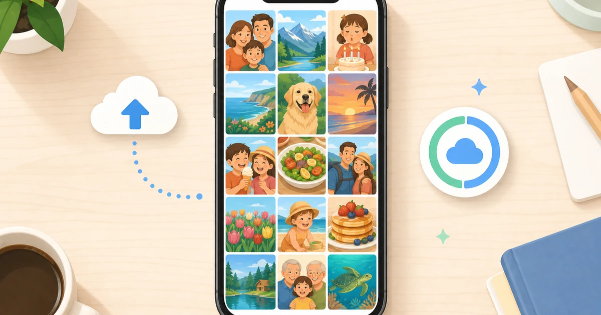 スマホの空き容量を増やすための写真整理イメージ